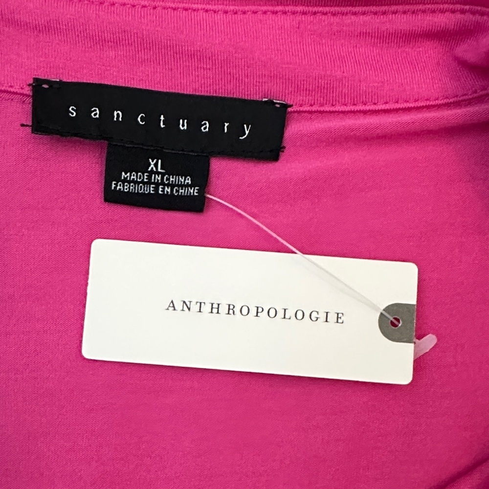 NWT From Anthropologie- XL Sanctuary Dream Vibrant Pink Ruched Button up top - Picture 2 of 12